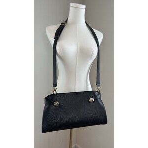 Divina Firenze Italy LILLA Black Pebbled Leather Crossbody Shoulder Bag